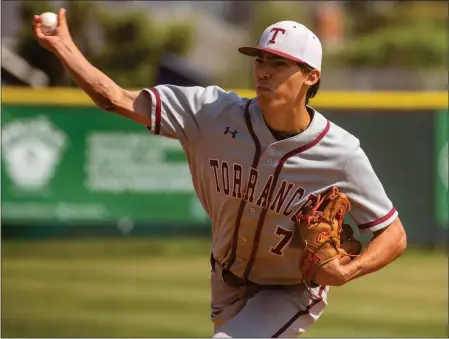  ?? PHOTO BY CHUCK BENNETT ?? Pitcher Corey Nunez and Pioneer League co-champion Torrance open the CIF Southern Section Division 2playoffs at home against Gahr on Thursday.