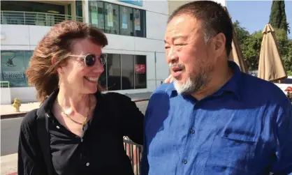  ?? Photograph: Laura Kim ?? Diane Weyermann with Ai Weiwei. ‘She expressed strong support for my works and introduced me to film festivals and distributo­rs.’