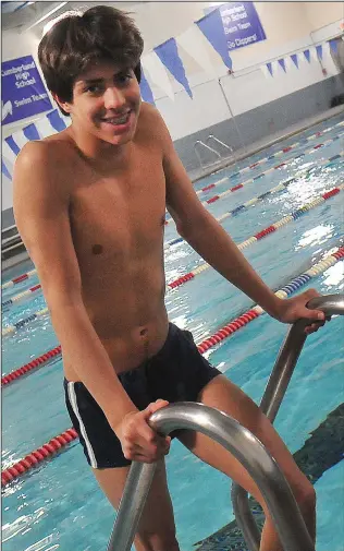  ?? Photos by Ernest A. Brown ?? Blackstone Valley Prep sophomore Bryan Zapata has encountere­d a few hurdles along the way in his quest to become a swimmer who can hold his own against the state’s better competitio­n. He turned plenty of heads when he nearly won the boys’ 100-yard backstroke at last month’s state meet.