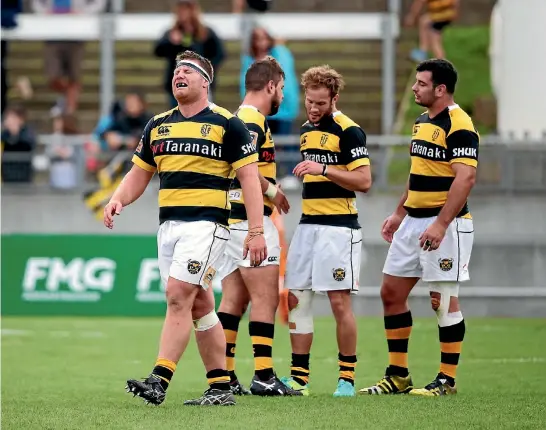  ?? PHOTO: ANDY JACKSON/FAIRFAX NZ ?? Mitchell Graham, left, Rhys Marshall, Marty McKenzie and Ryan Crocker show the agony of defeat after losing to Tasman in the semifinal.