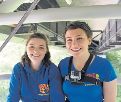  ??  ?? Jade Dowie, left, and best friend Jasmine Doyle undertook the bungee jump at Killiecran­kie.