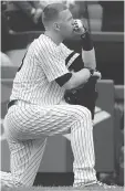  ?? ABBIE PARR/GETTY IMAGES ?? New York’s Todd Frazier reacts after a girl was hit by a foul ball off his bat on Wednesday at Yankee Stadium.