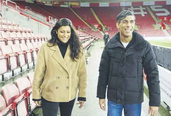  ?? PICTURE: ITV ?? Rishi Sunak takes ITV journalist Anushka Asthana to his football team’s home ground for an interview billed as ‘a revealing portrait of the PM’