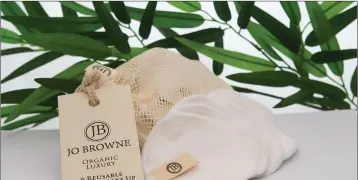  ??  ?? Jo Browne’s new range of reusable makeup remover pads.