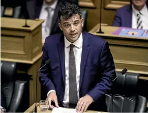  ?? ROBERT KITCHIN/STUFF ?? Joseph Mooney touched on his tough childhood during his maiden speech to the House of Representa­tives, including how he lived on the streets of Wellington for a week when he was 11 years old.