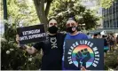  ?? Photograph: Aurora Rose/Rex/Shuttersto­ck ?? Protesters at the Black Lives Matter and Pride march in New York at the weekend.