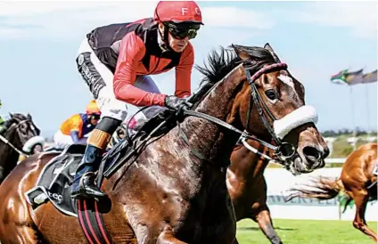  ??  ?? PIERE’S RIDE. Piere Strydom will be aboard It’s My Turn in next Saturday’s Vodacom Durban July.