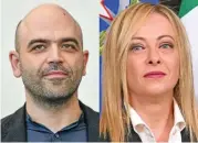  ?? (AFP) ?? Italian writer Roberto Saviano (left) and Italy’s new prime minister Giorgia Meloni