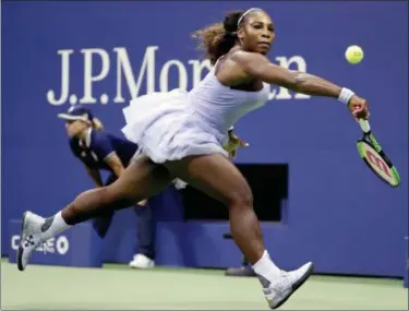  ?? JULIO CORTEZ — THE ASSOCIATED PRESS ?? Serena Williams chases a shot by Carina Witthoeft, of Germany, during the second round of the U.S. Open tennis tournament, Wednesday in New York.