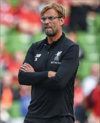  ??  ?? Jurgen Klopp or his first team squad won’t be involved in the FA Cup replay against Shrewsbury Town.