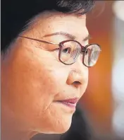  ?? AP/ FILE ?? Hong Kong Chief Executive Carrie Lam takes a question from a reporter during a press conference in Hong Kong.