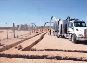  ?? COURTESY OF OFFICE OF ENVIRONMEN­TAL MANAGEMENT ?? This trench will serve contractor trailers at the Safety Significan­t Confinemen­t Ventilatio­n System project east of the WIPP site.