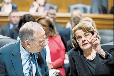  ?? BILL CLARK/CQ-ROLL CALL ?? More battles over judicial nominees loom for Chairman Sen. Chuck Grassley and ranking member Sen. Dianne Feinstein.