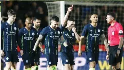  ??  ?? POINTING THE WAY: Manchester City’s Phil Foden celebrates scoring their second goal