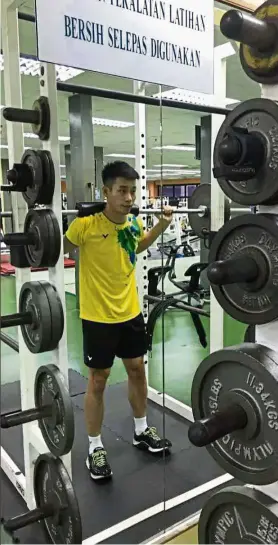  ??  ?? Iron man: Chan working out at the gym.