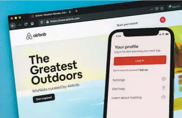  ?? PATRICK SEMANSKY AP ?? Airbnb, the lodging-reservatio­ns company, said Tuesday that while it lost $19 million in the first quarter, that was much better than the $1.2 billion loss it suffered in the same quarter a year earlier.
