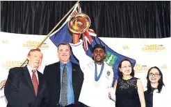  ??  ?? Chef of the Year, Kenneth Molyneaux of the British Virgin Islands with Caribbean Hotel and Tourism Associatio­n and Taste of the Caribbean officials.