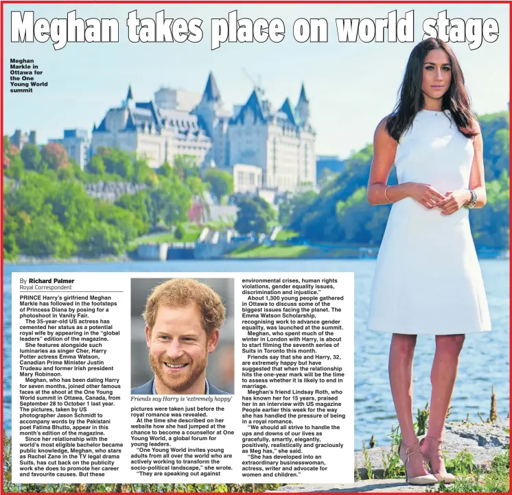  ?? Pictures: JASON SCHIMIDT, AFP, GC IMAGES, PA ?? Meghan Markle in Ottawa for the One Young World summit