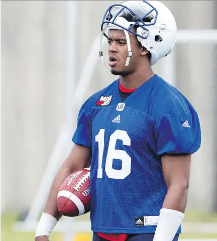  ?? ALLEN McINNIS ?? Alouettes quarterbac­k Antonio Pipkin, 23, was with the team last year, but didn’t see action until the season finale at Hamilton.