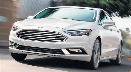  ??  ?? BLOWN FUSE: Ford’s Fusion will be one of several sedans to be discontinu­ed in North America, throwing a question mark over the long-term viability of the closely related European-built Mondeo.