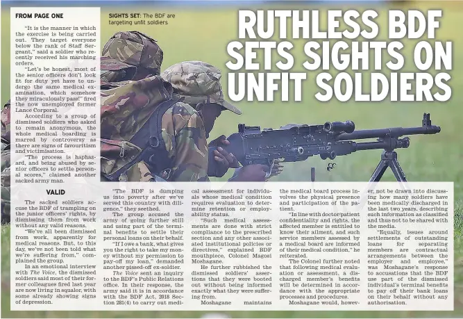  ?? ?? SIGHTS SET: The BDF are targeting unfit soldiers
