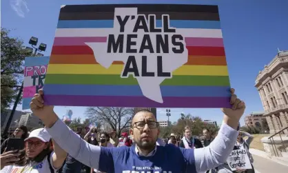  ?? Photograph: Bob Daemmrich/Zuma Press Wire/Rex/Shuttersto­ck ?? A rally in Austin against Governor Greg Abbott's directive to state health agencies to investigat­e gender-affirming care to transgende­r youths as child abuse.