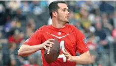  ?? ?? AFC quarterbac­k Derek Carr (4) of the Las Vegas Raiders looks to pass Feb. 5 during the flag football event at the NFL Pro Bowl in Las Vegas. Former Raiders quarterbac­k Carr has agreed to a four-year contract with the New Orleans Saints, a personal familiar with the agreement said Monday. (AP photo/David Becker, File)