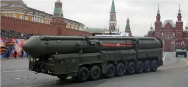  ?? ?? Nuclear power ... One of Russia’s interconti­nental ballistic missiles.