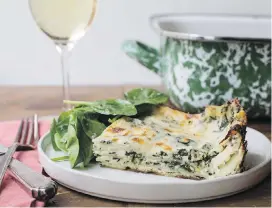  ??  ?? White and green spinach lasagna skips the tomato sauce in favour of bechamel.