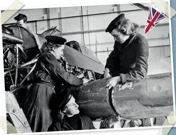  ??  ?? ABOVE Air Maintenanc­e Wrens assembling an oil tank on a fighter plane. March 1943 OPPOSITE Wrens testing a turret gun. September 1942