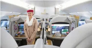 ?? Bloomberg ?? Emirates’ A380s will have about 56 new premium economy seats in the front of the bottom deck of the aircraft while the 777s will have between 26 and 28. —