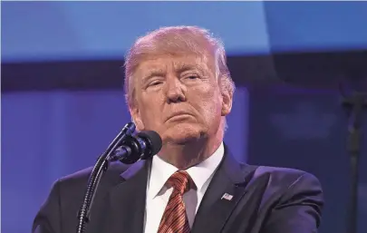  ?? ANDY BARRON, RENO GAZETTE-JOURNAL ?? President Trump speaks about unity at the American Legion convention Wednesday in Reno. Other speeches have been more divisive.