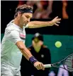  ??  ?? Roger Federer in action in Rotterdam, where the Swiss superstar regained his No 1 world ranking.