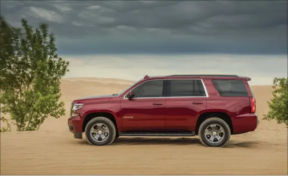  ?? PHOTOS COURTESY OF CHEVROLET ?? Tahoe LS models are offered with a Custom Edition package. Custom includes features found on LS trim levels and adds 18-inch painted aluminum wheels, all-season tires, a chrome-accented grille and the third row removed for additional cargo space.