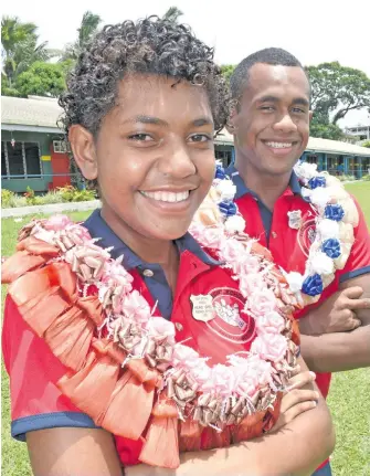  ?? Photo: Ronald Kumar ?? Suva Special School headgirl Asenaca Ranadi and headboy Tevita Kete following the prefect induction on February 9, 2018.