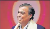  ?? REUTERS ?? Reliance Industries chairman Mukesh Ambani, who reclaimed his spot as Asia’s richest person, is ranked no. 10 on the global billionair­es’ list with a net worth of $84.5 billion.