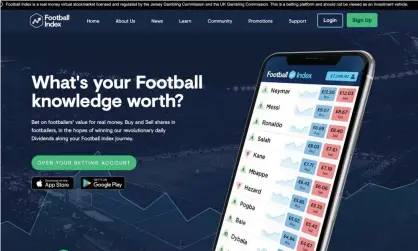  ?? Photograph: Football Index ?? Foootball Index launched in 2015 under a licence from the Gambling Commission.