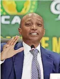  ?? GAVIN BARKER BackpagePi­x ?? CAF president Patrice Motsepe addresses media. |