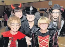  ??  ?? Very friendly Isobel Pettigrew (front, left) and Margaret Sloan (right), with (back, from left) Elaine Coupland, Anne Flannigan and Helen Donald