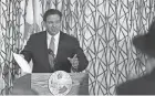  ?? ?? Gov. Ron DeSantis speaks March 20 during a news conference at the Santorini by Georgios restaurant in Miami Beach. DeSantis signed House Bill 49 on Friday, a measure that originally drew criticism during this year’s legislativ­e session and was dubbed by critics as a “child labor” bill.