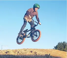  ??  ?? Benjamin Williams flies over one of the Trafalgar BMX park jumps.