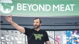  ?? DREW ANGERER GETTY IMAGES FILE PHOTO ?? Ethan Brown, Beyond’s chief executive, says his company’s products are a clear nutritiona­l improvemen­t on beef.