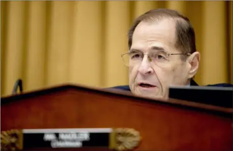  ?? ANDREW HARNIK — THE ASSOCIATED PRESS FILE ?? Judiciary Committee Chairman Jerrold Nadler, D-N.Y., questions Acting Attorney General Matthew Whitaker as he appears before the House Judiciary Committee on Capitol Hill, in Washington. Emboldened by their new majority, Democrats are undertakin­g several broad new investigat­ions into President Donald Trump and setting the stage for a post-Robert Mueller world. Nadler has helped lead the charge to pressure the Justice Department to release the full report by Mueller to the public.