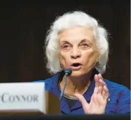  ?? KAREN BLEIER/GETTY ?? Former Supreme Court Justice Sandra Day O’Connor testifies before the Senate Judiciary Committee hearing on “Ensuring Judicial Independen­ce Through Civics Education” on July 25, 2012 in Washington, D.C.