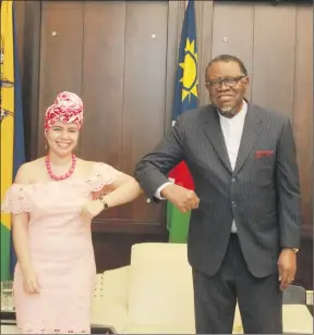  ?? Photo: Emmency Nuukala ?? Courtesy visit… President Hage Geingob and African Union Special Envoy on Youth Aya Chebbi.