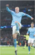  ?? REUTERS/CARL RECINE ?? ERLING HAALAND celebrates scoring Manchester City’s fifth goal.