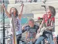  ?? Boston Herald file ?? Joey Kramer plays drums with bandmates Steven Tyler, left, and Joe Perry in 2012 in Boston.