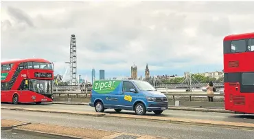  ??  ?? One of the petrol-fuelled Volkswagen Transporte­r vans being trialled by car-sharing scheme Zipcar in London.