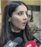  ?? PHOTO: NZ HERALD ?? Former MP Golriz Ghahraman speaking to media after it was revealed she would be escorted by police after an increasing number of threats, in 2019.