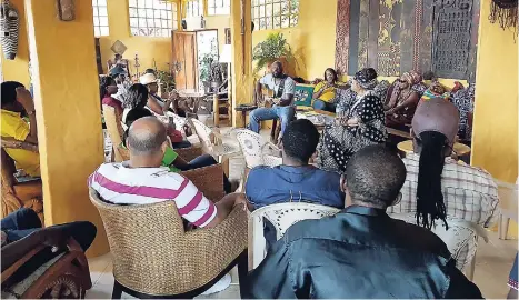  ??  ?? A scene from the panel discussion on ‘Exploring links between Africa and Jamaica in the 21st century’ held, inside Africana House, Great Huts, on Saturday, February 10.